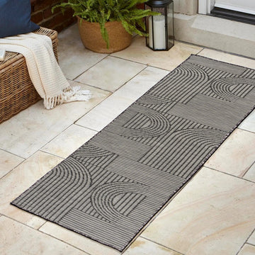 Zephyr Mid-Century Modern Arch Stripe Reversible Machine-Washable Indoor/Outdoor Area Rug